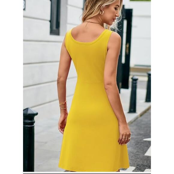 Dress A line Sleeveless Wide Strap High Waist Midi Tank SIZE MEDIUM - Picture 3 of 6